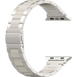 Wearlizer Starlight Resin Compatible with Apple Watch Bands 38/40/41/42mm Womens, Wristbands Gold Stainless Steel Replacement Classic Strap Bracelet iWatch Series 11 10 9 8 7 6 5 4 3 SE/Ultra 3 2 1