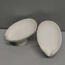 Soap Dish, 2 PCS Self Draining Bar Soap Holders, Leaf Shape Soap Saver for Shower Bathroom Sink Countertop Kitchen Bathtub, Keeps Soap Tray Dry, Resin Travertine Stone Look (Cream)
