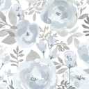 Orainege Floral Wallpaper Peel and Stick Wallpaper Boho 17.3inx393.7n Self Adhesive Contact Paper Removable Decorative Wall Paper for Bedroom Bathroom Shelf Liner Decor Vinyl,Blue