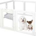 EVERFRONT Clear Acrylic Plastic Dog Playpen - Clear Dog Play Pen - Easy Assemble Acrylic Dog Playpen - Puppy Playpen, Cat Playpen, Small Animal Playpen, Dog Play Pen Indoors (White, 23.6" H, 12PCS)