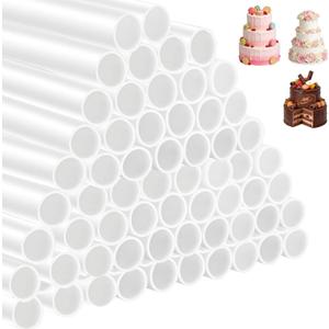 Yopay 100 Pack Plastic White Cake Dowel Rods, Tiered Cake Construction Rods, Cake Stacking Supporting Rods, 0.4 Inch Diameter, 9.5 Inch Length