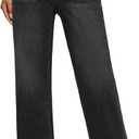 GRAPENT Wide Leg Jeans Woman High Waisted Trendy Stretchy Denim Pants Classic Trouser Jeans with Slash Pockets (Medium, Washed Black)