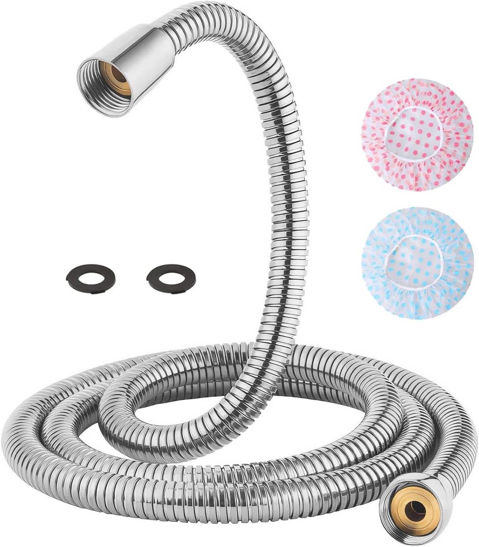TRIPHIL Kink-free Shower Hoses Extra-long 98" for Handheld Showerhead Hose Replacement Flexible Metal Shower Tube Extension Anti-twist 2 Brass Connectors Stainless Steel Chrome 98 Inches