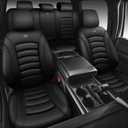 CAR PASS 3D Foam PU Leather Car Seat Covers, Universal Seat Covers Full Sets for Trucks SUV Sedan Automotive Seat Covers Armrest Airbag Compatible Waterproof Comfortable Faux Nappa Leather Pure Black