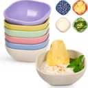 6 Pack Small Bowls, 4.5 OZ Assorted Colors Dipping Sauce Cups, Ice Cream Bowls, Wheat Straw, Unbreakable, Plastic Prep for Side Dishes, Dessert, Snacks