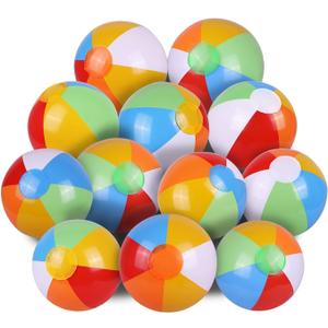 SYZ 12" Beach Balls Bulk - Inflatable Swimming Pool Toys for Kids Birthday Party Supplies Favors Luau Decorations - Blow Up Classic Rainbow Color Beachball Summer Water Games Fun Gifts (12 Pack)