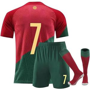 Soccer Jersey Boys, Kids' Soccer Jersey #7, T-Shirt Youth Jersey Socks Soccer Shirt Kit Set (11-12 Years, Red)