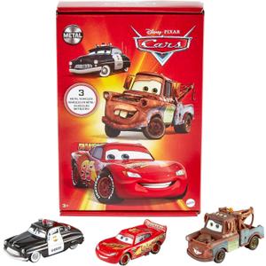 Mattel Disney and Pixar Cars Toys, Radiator Springs 3-Pack of Die-cast Toy Cars & Trucks with Lightning McQueen, Mater & Sheriff (Multicolor)