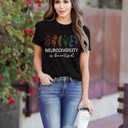 Womens Neurodiversity Shirt Autism Awareness Tshirts Mental Health Awareness Short Sleeve Tops (Black, L)