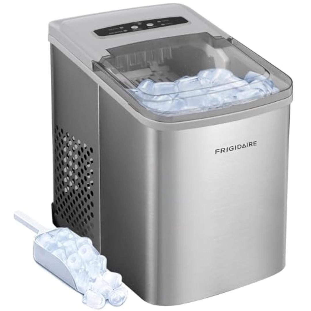 Frigidaire 26 Lbs per Day Portable Compact Maker, Ice Making Machine, Stainless, Medium Frigidaire 26 Lbs per Day Portable Compact Maker, Ice Making Machine, Stainless, Medium