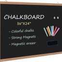 Magnetic Chalkboard for Wall 36x24 Inch, Large Blackboard with Natural Wood Frame for Home, Office, Classroom, Kitchen or Kids