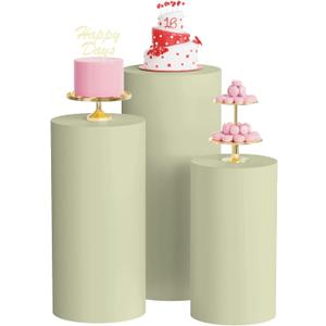 Wokceer Spandex Cylinder Stand Covers for Party - 3pc Set Sage Green
