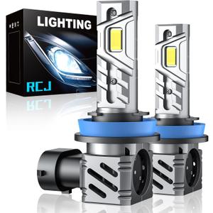 RCJ H11/H8/H9 Fog Bulbs, 2025 Updated 1:1 Size 35000LM Brighter 6000K Cool White with 13000RPM Fan, Plug-N-Play, Pack of 2