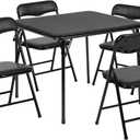 Flash Furniture Mindy 20"H Kids Folding Table & 4 Chairs, Ages 3-7, Black, 24"W x 24"D x 20.25"H