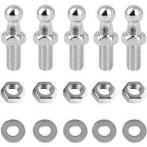 4+1 Pack 10mm Ball Studs with Hardware - 5/16-18 Thread x 0.59" Long Shank - Gas Lift Support Strut Fitting for Gas Struts Lift Support Strut Fitting with Hardware