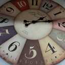 24 Inch Nautical Rustic Wall Clock for Office Wood Extra Large Battery Clock Decorative Colorful Wall Clock Silent(No Solid Wood, It is with MDF Material)