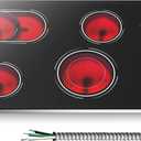 Electric Cooktop 30 Inch - 4 Burner Powerful Glass Electric Stove Top 6700W, 30 Inches Built-in Ceramic Stovetop with Dual & Expanded Ring, Knob Control, 220V - 240V Hard Wire(No Plug)