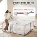 Baby Playpen,59"x59" Foldable Playpen for Babies and Toddlers with Gate,Large Play Pen with Zipper Door,Baby Play Pen Play Area(Light Grey)