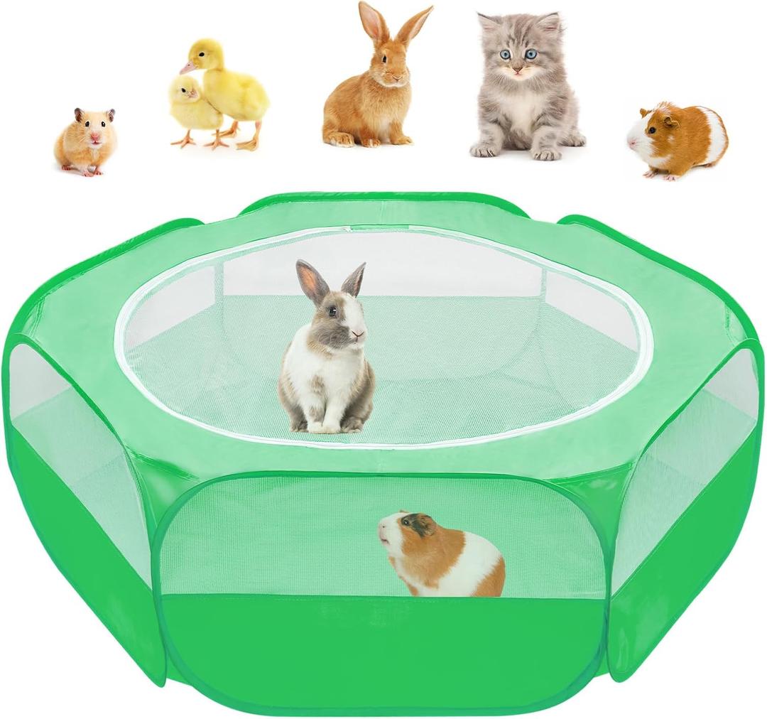 Amakunft Small Animal Pop-Up Playpen with Mesh Cover, 47'' x 23.6'' x 15'' Chicken Brooder Box, Play Pen Indoor Outdoor for Guinea Pigs, Bunny, Rabbits, Kittens