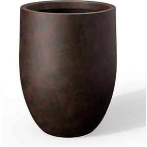 Kante 21.7" H Rusty Tall Planter, Large Outdoor Indoor Decorative Pot with Drainage Hole and Rubber Plug, Modern Round Style for Home and Garden