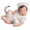 Vemonllas Newborn Photography Props Outfits Newborn Photo Props Girl Boy Baby Tiger Hat Romper Tail Baby Photo Shoot Prop