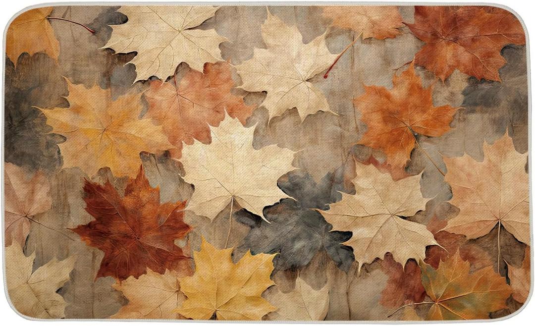 TAJWE Fall Welcome Doormat Autumn Leaves Harvest Thanksgiving Decorative Door Mat Low-Profile Switch Rug Non-Slip Floor Mat for Indoor Outdoor Home Decor 17x29 Inch