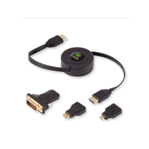 ReTrak RETRACTABLE UNIVERSAL HDMI CABLE KIT WITH 3 ADAPTER TIPS