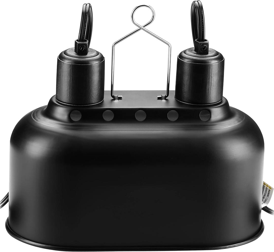 Simple Deluxe Dual Reptile Light Fixture with Separate Switches, Aluminum Reflector 100W Double Dome Heat/UVB Lamp, for Small Animal Terrarium and Tortoise Habitat (1 Pack-New)