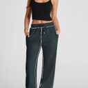 Herseas High Waisted Sweatpants for Women 2025 Fall Wide Leg Contrast Stitching Drawstring Loose Lounge Jogging Pants (Gray, XXL)