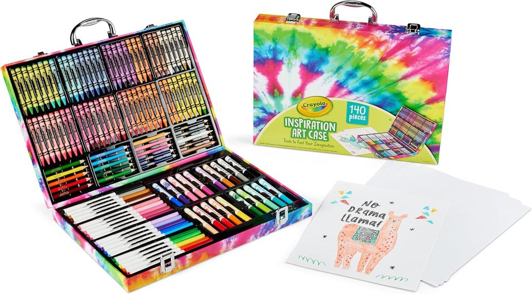 Crayola Inspiration Art Case Coloring Set - Tie-Dye (140ct), Art Supplies Set For Kids, Travel Drawing Kit, Holiday & Christmas Gift for Girls & Boys, Ages 5+