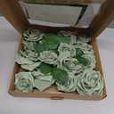 Ling's moment Artificial Flowers 50Pcs Elf Green Roses Decor w/Stems,3" Real Touch DIY Foam Floral for Wedding Bouquet/Centerpieces, Outdoors Party Backdrop, Room/Table, and Garden/Pot Decorations