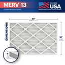 BNX TruFilter 16x24x1 Air Filter MERV 13 (6-Pack) - MADE IN USA - Electrostatic Pleated Air Conditioner HVAC AC Furnace Filters for Allergies, Pollen, Mold, Bacteria, Smoke, Allergen, MPR 1900 FPR 10