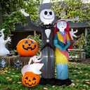 Nervure 6Ft Halloween Decoration Outdoor Inflatable - Halloween Inflatable Decorations with Skeleton Dog and Pumpkin- Blow Up Inflatables with Built-in LED Lights for Yard Garden Lawn Decor