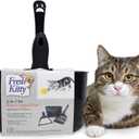 Fresh Kitty 4-in-1 Litter Box Organizer Cleanup Kit  Cat Litter Box Cleaning Supplies  Sweeper & Dustpan, Scooper, Storage Caddy, Charcoal