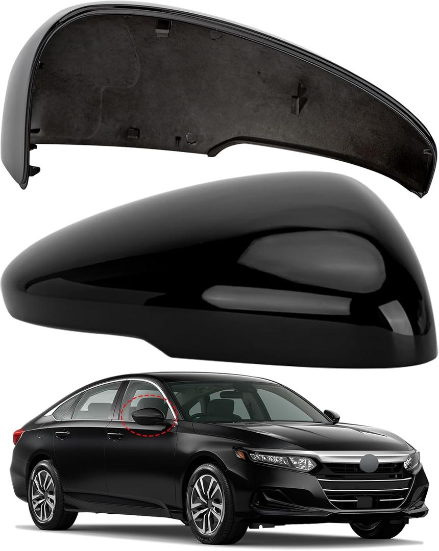 Passenger Side Mirror Cover Replacement for Honda Accord 2018 2019 2020 2021 2022 - Right Side Mirror Covers, Rear View Mirrors Cap Accessories With Lamp, Black