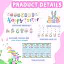 Easter Party Decorations 33PCS Kit Bunny & Egg Banner, Cake & Cupcake Toppers, Hanging Swirls & Tablecloth for Family Spring Party