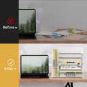 SUPEASY Desk Organizer with File Holder, 5-Tier Mesh Paper Letter Tray with Magazine Holder, Desktop Organizer and Storage for Desk Accessories Office Supplies, White