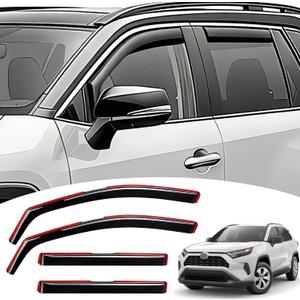 Visor Rain Guards Compatible with Toyota RAV4 2019-2024 2025 Side in-Channel Window Visors Deflectors Front and Rear Clip-on Vent Visor Weather Shield Sun Wind Rain Guard Accessories 4PCS