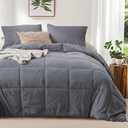 KASENTEX King Size Corduroy Comforter Set, 3 Pieces Fluffy Down Alternative Warm Duvet Insert with Soft Brushed Microfiber Reverse, Cozy Bedding Sets Box Stitched for All-Season Comfort,Grey blue