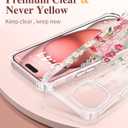 GVIEWIN for iPhone 15 Plus Case Floral, with Screen Protector&Camera Lens Protector,[Non Yellowing] Soft Shockproof Clear Phone Protective Cover for Women, Flower Pattern Design 6.7" (Alcea/Red)
