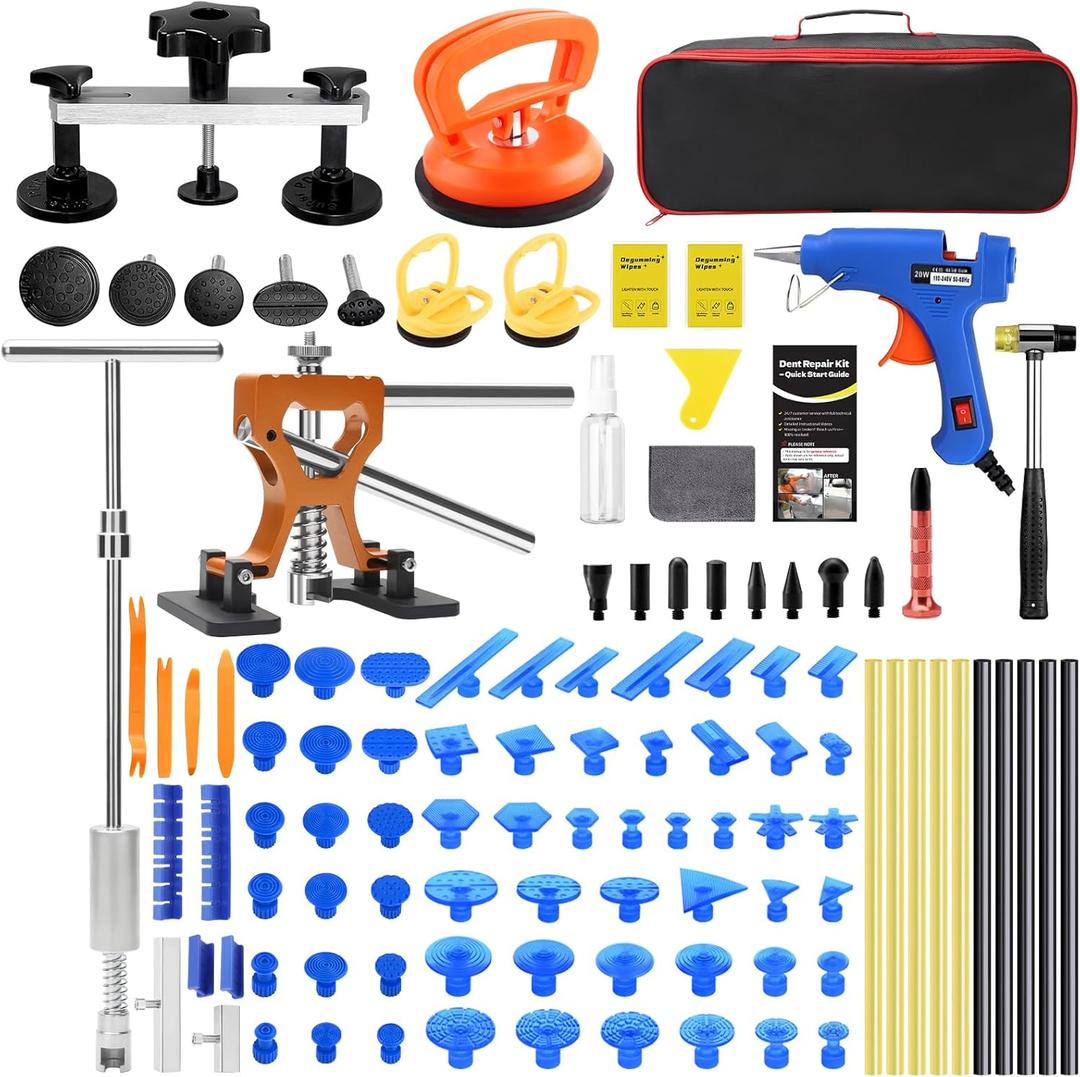 VEXTRO Paintless Dent Repair Kit, Dent Puller kit,Dent Removal Tools with Metal Dent Lifter, Bridge Puller, Slide Hammer T-Bar, PDR Kit for Car Dent Repair, Auto Body Dent Puller, Hail Damage Removal