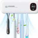 Toothbrush Sanitizer and Holder, DRMXBU Toothbrush Holders for Bathrooms with Light Clean Air Dry, Rechargeable Toothbrush Holders Wall Mounted with 5 Slots, Timer Function Tooth Brush Cleaner Case