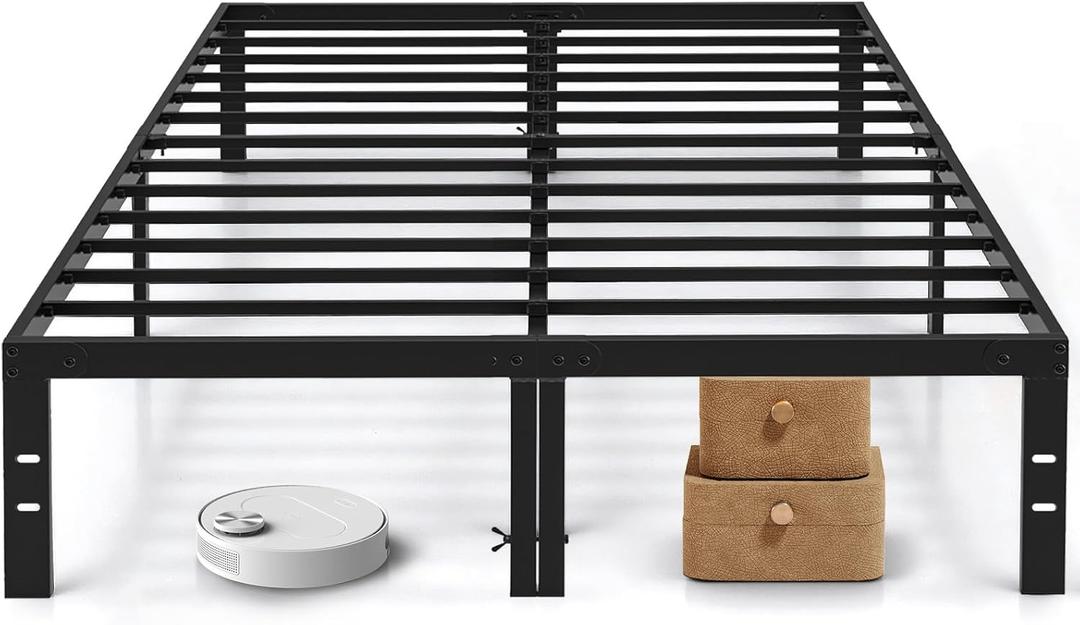 Queen Size Bed Frame, 14 Inch Metal Platform Bed Frames with Heavy Duty Steel Slat Support, No Box Spring Needed, Easy Assembly, Under Bed Storage