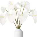White Anthurium Artificial Flowers 10pcs, 23.6" Fake White Tropical Flowers Artificial Anthurium Real Touch for DIY Wedding Bouquets Centerpieces Bridal Shower Party Home Decor