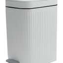 Feisco Small Trash Can with Lid,Small Bathroom Trash Can with Foot Pedal and Press Type Lid,Slim Step-On Trash Bin Wastebasket Garbage Can for Kitchen,Bathroom Office, Bedroom (White, 2.6 Gallon)