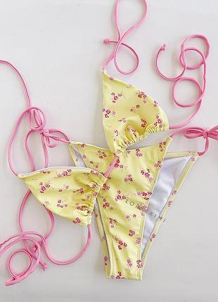 Ladies' Summer Bikini Set, Sleeveless, Backless, Backless Collar, Floral Print Bra, Low Waist, Lace Up, Floral Thong, Very Fashionable. Lightweight Texture. Suitable For Swimming, Surfing, Beach, Tropical, Honeymoon, Sports, Vacation, Pool Parties, S