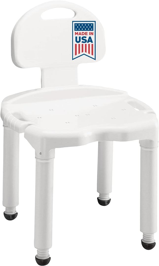 Carex Bath Seat And Shower Chair with Backrest for Seniors, Bath Chair For Elderly, Disabled, Handicap, and Injured Persons, Supports Up To 400lbs, Shower Seat For Inside Shower, Made in USA