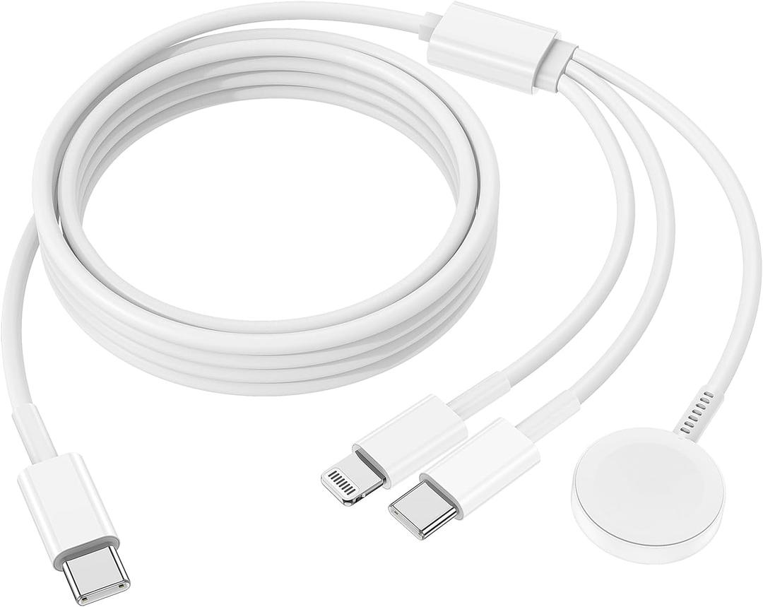 Apple Watch Charger, Apple iWatch Magnetic Fast Charger to USB C Cable,3 in 1 Multi Charging Cable 6 FT Compatible with Watch Series Ultra 3/2/SE/11/10/9/8/7/6/5/4/3/2/1,iPhone 17/16/15/14/13/12 (White)