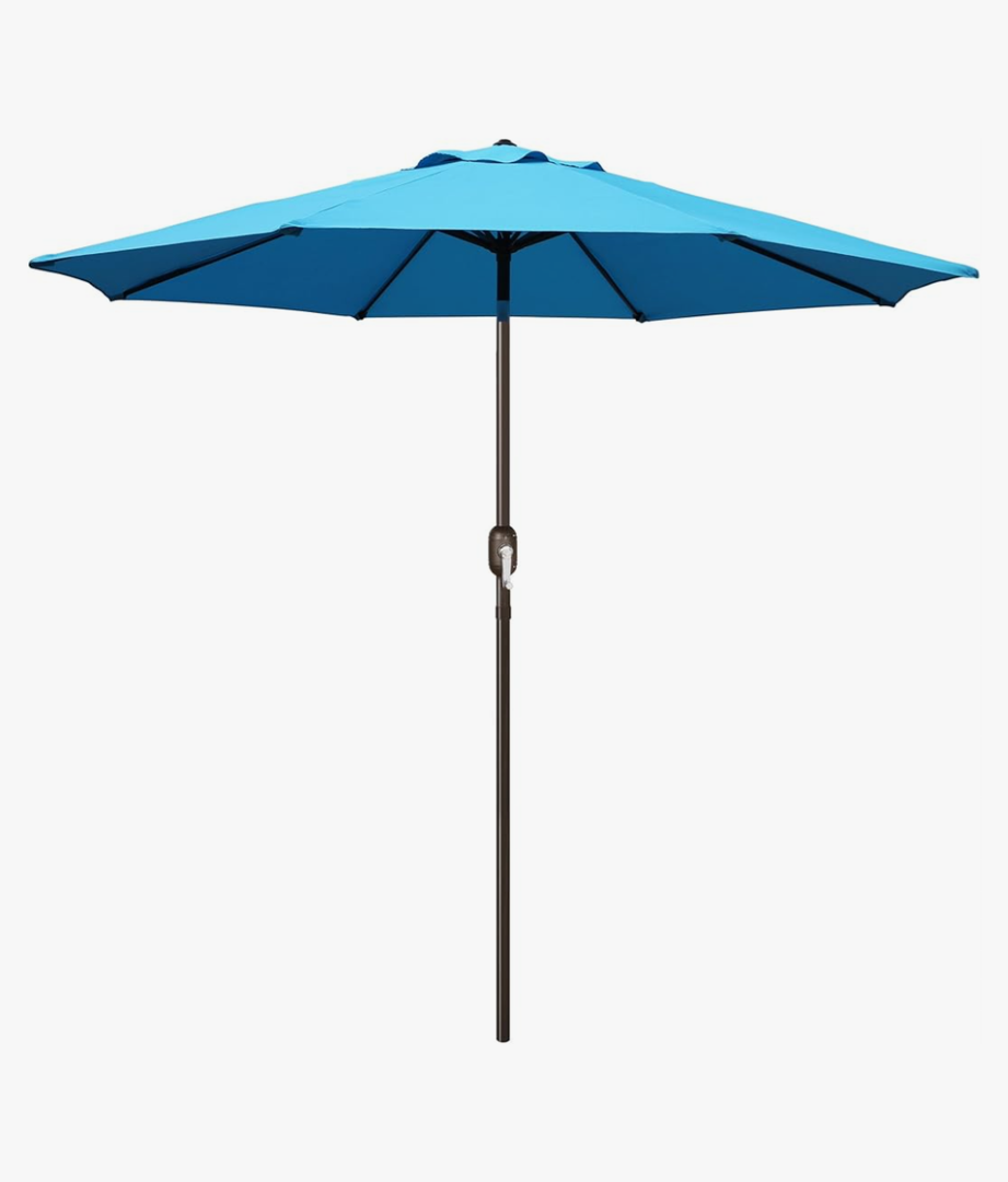 Blissun 9ft Outdoor Patio Umbrella, Outdoor Table Umbrella, Yard Umbrella, Market Umbrella with 8 Sturdy Ribs, Push Button Tilt and Crank