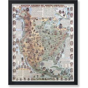 Poster Master Vintage Map Poster - Retro Native Tribes Print - Native American Art - Gift for Him, Her, Travel Lover - Perfect Decor for Bedroom, Living Room, Office, Library - 8x10 UNFRAMED Wall Art